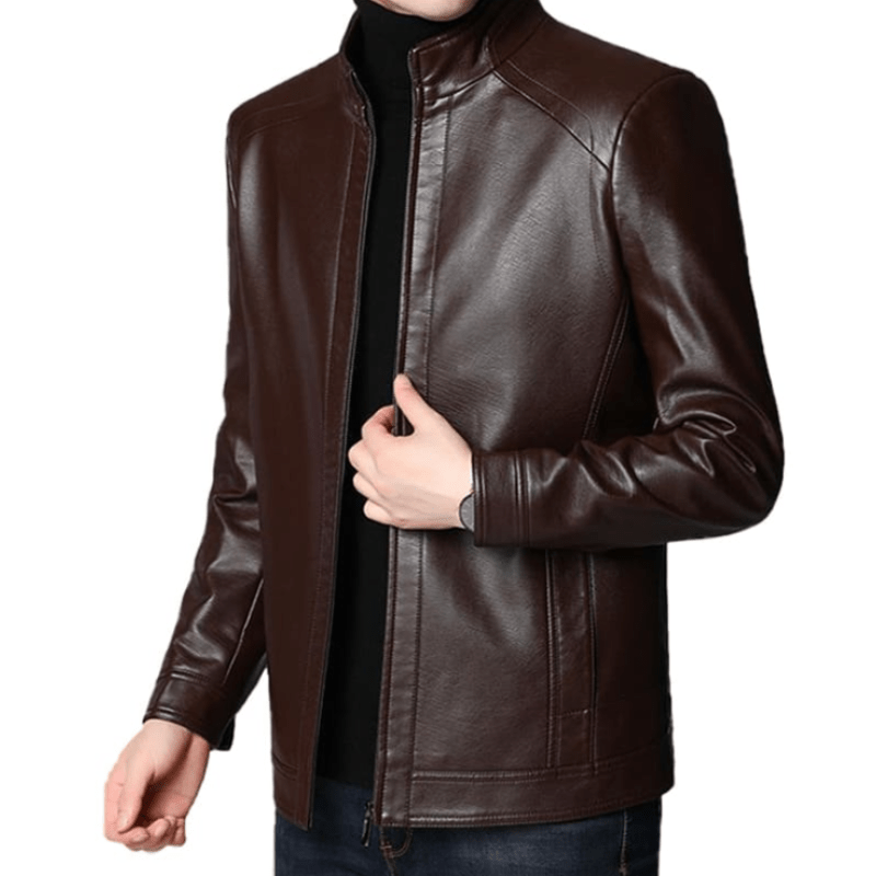 Jaqueta Masculina de Couro Genuino - Valentino Dourado